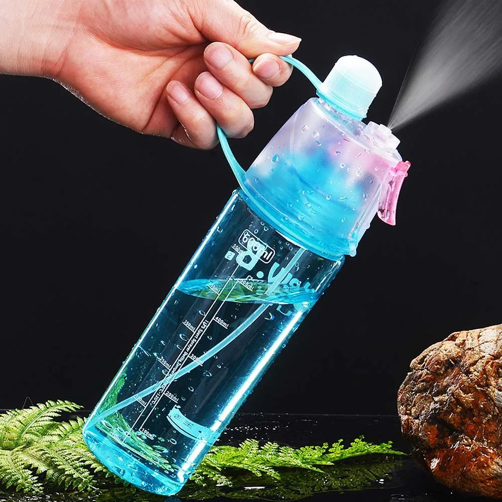 Plastic Spray Water Bottle Portable Drinking Cup Outdoor Climbing Bottles - Цвет: 600ml