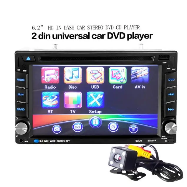 

1PC 6.5inch Double 2DIN Touch Car Stereo CD DVD Player Bluetooth USB SD AM FM TV Radio Car Accessories