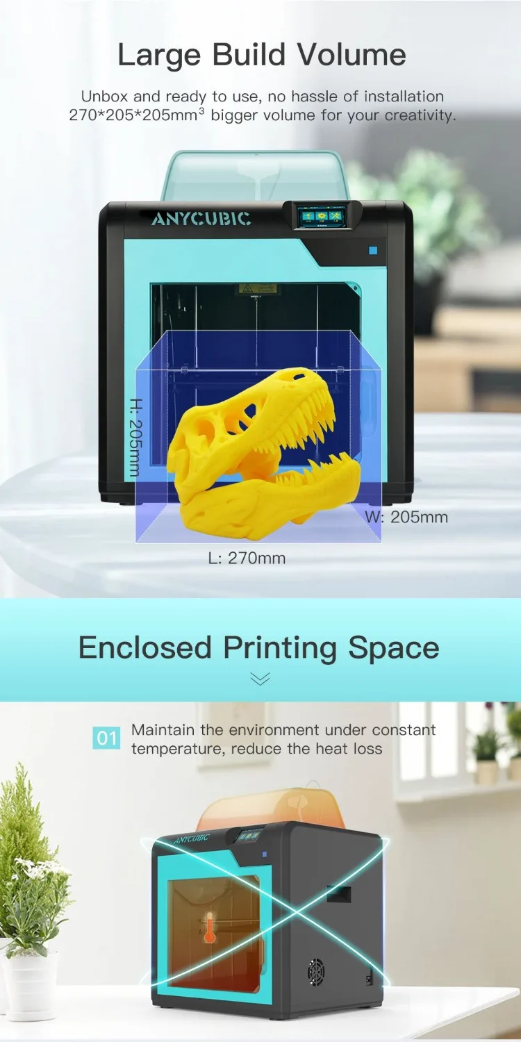 Anycubic 3d принтер Formax 4Max Pro размера плюс Закрытая печать пространство Настольный уровень печать 3D Diy комплект Impressora 3d drucker