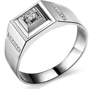 

Classic Man Ring GVBORI 18K White Gold Diamond Ring For Men Fine Jewelry Wedding/Engagement Gift Round White Valentine Gift