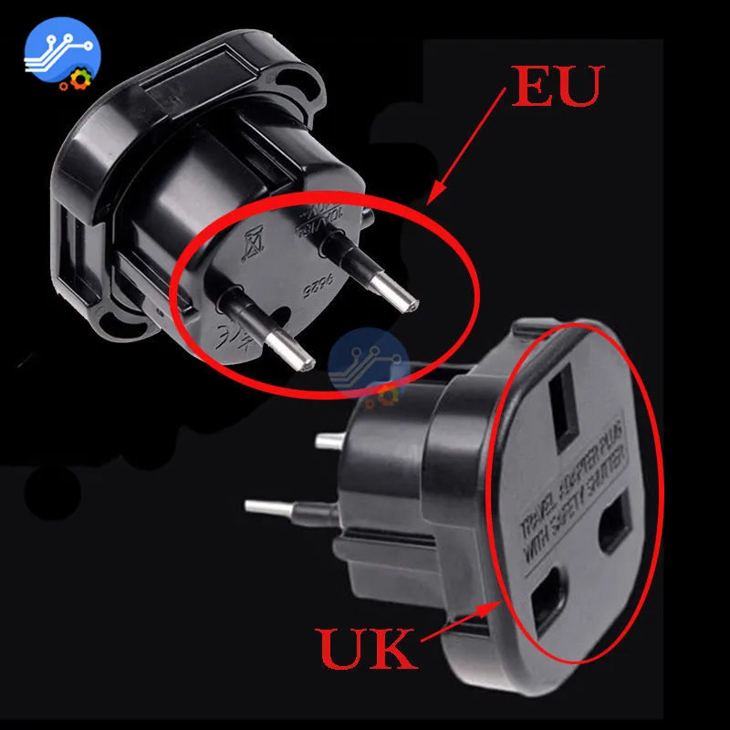 Универсальный адаптер для путешествий от Великобритании до ЕС, настенный адаптер переменного тока, зарядное устройство, розетка, конвертер, розетка, вилка, черный адаптер, разъем