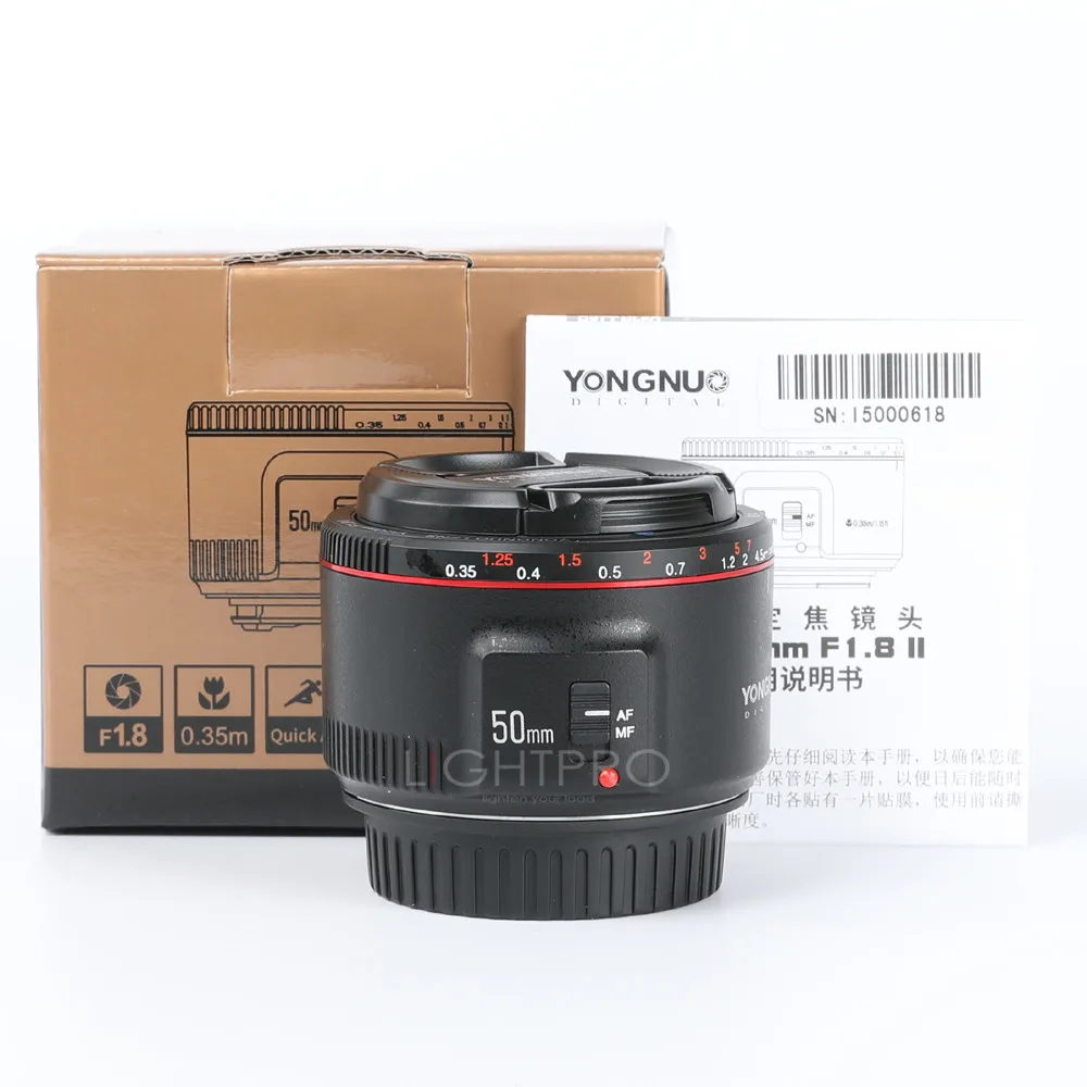 YONGNUO YN50mm объектив YN50mm F1.8 II большая апертура Авто фокусная линза для Canon боке эффект объектива для Canon EOS 70D 5D2 5D3 600D