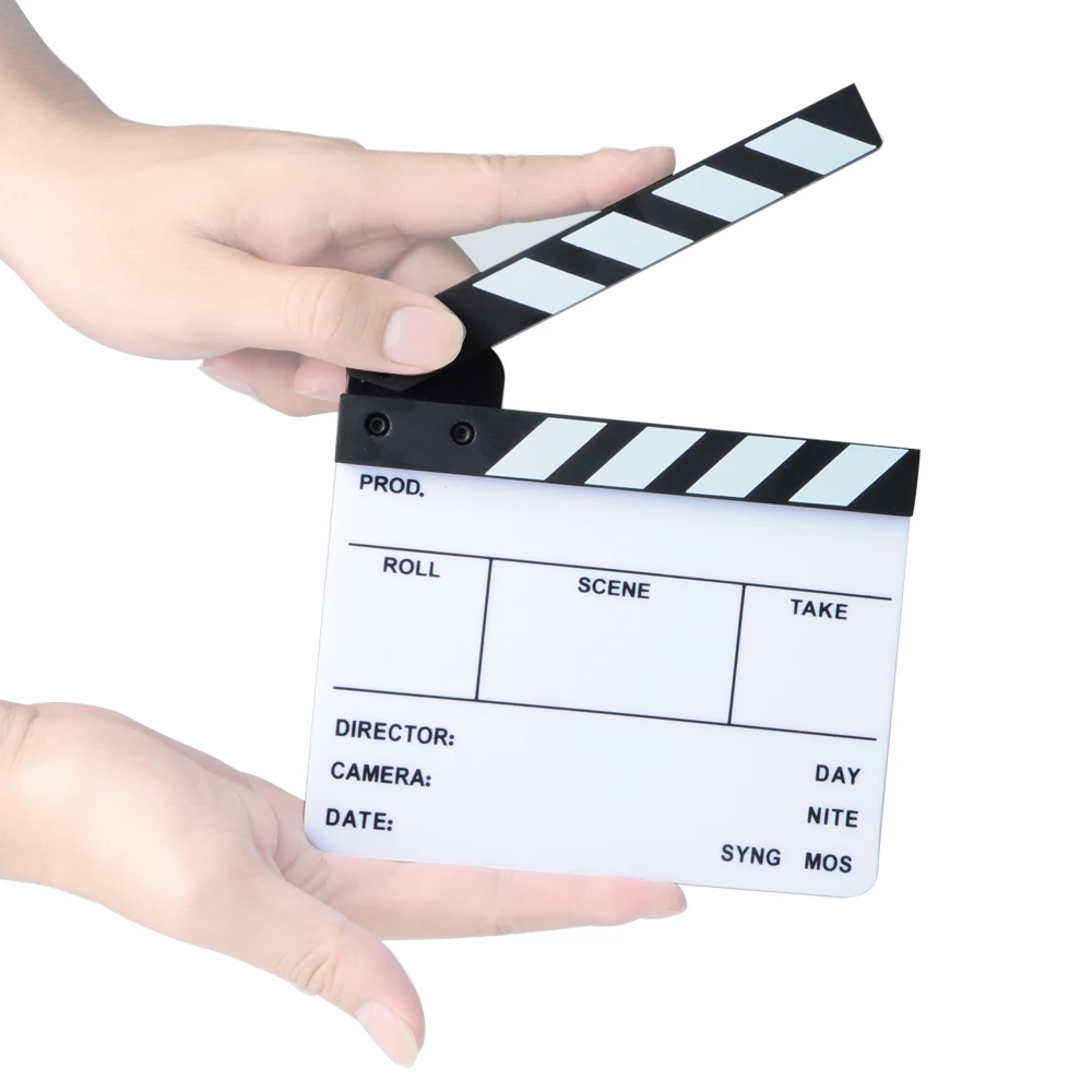 

Director Video Acrylic Clapboard Dry Erase TV Film Movie Clapper Board Slate with Color Sticks (6.3x5.5" /16x14cm)