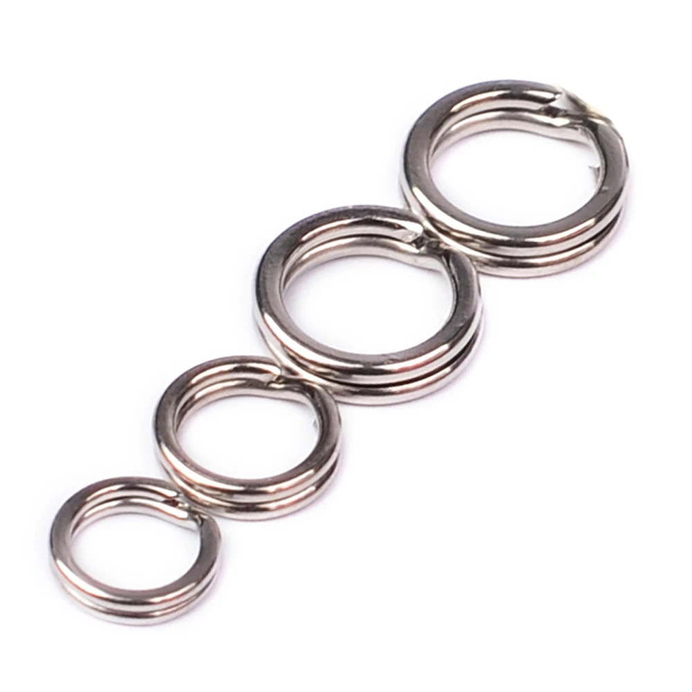 

100pcs Stainless Steel Fishing Ring Split Clip Swivel Double Loop Quick Change Hook Connector carp fishing Accessory Tools