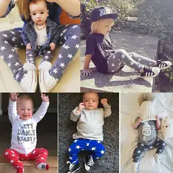 Детские штаны-шаровары с принтом звезд для маленьких мальчиков и девочек детские леггинсы с подкладкой одежда