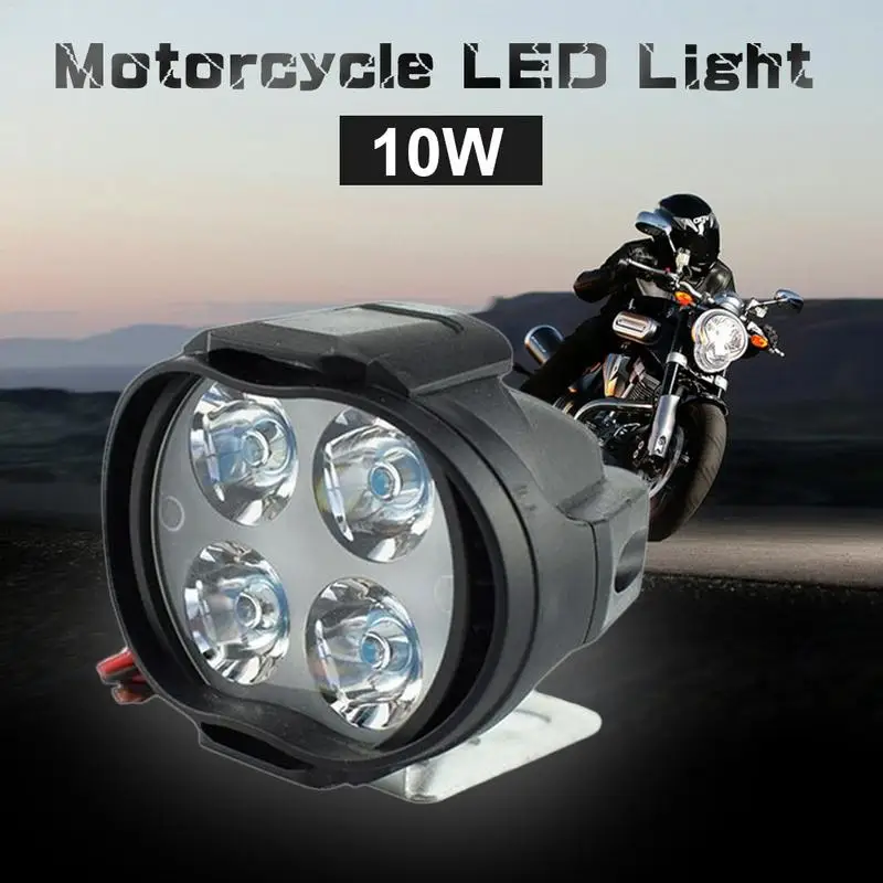 DC 12V 12W Super Bright Motorcycle LED Light 4LEDs White Headlight Fog