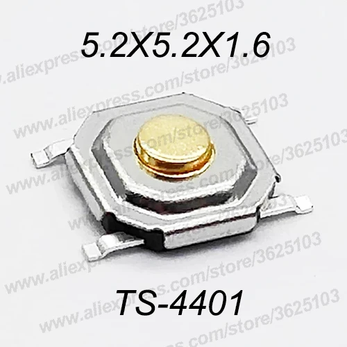 50 шт./лот SMD 4*4*1,5 мм~ 7 мм 4X4X1. 5 мм~ 7 мм 5,2 мм x 5,2 мм тактильная тактовая кнопка микропереключатель мгновенная кнопка Медная головка