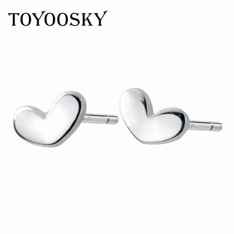 

S925 Sterling Silver Really Mini Tiny Shiny Polish Heart Shape Stud Earrings Simple Small Studs Jewelry for Girls Women