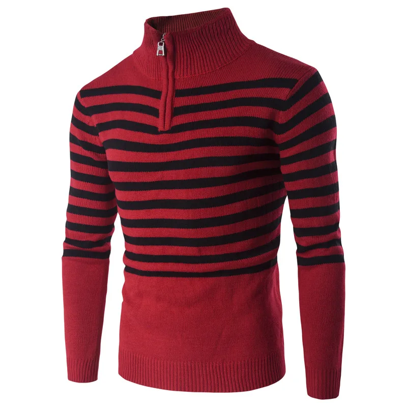 Men's sweaters, summer, fall, Europe and the United States men's leisure stripes zippers 