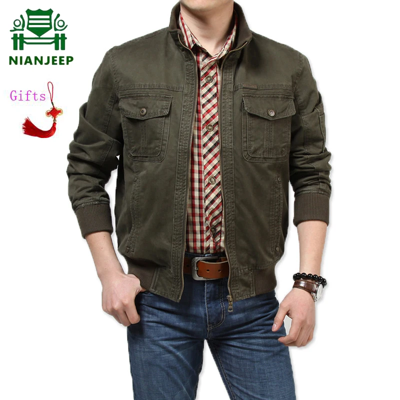 NIANJEEP осенняя военная куртка для мужчин большой размер 3XL Jaqueta masculina куртка-бомбер