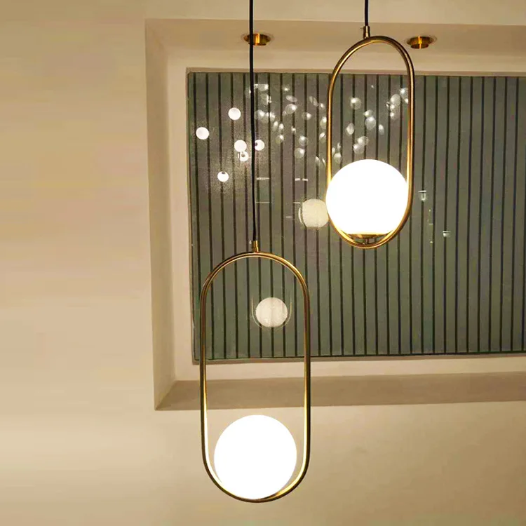 Пост-современный простой Nordic белый стеклянный шар светодиодный подвесной светильник для столовой гостиной бар деко лампа с каплями 2201