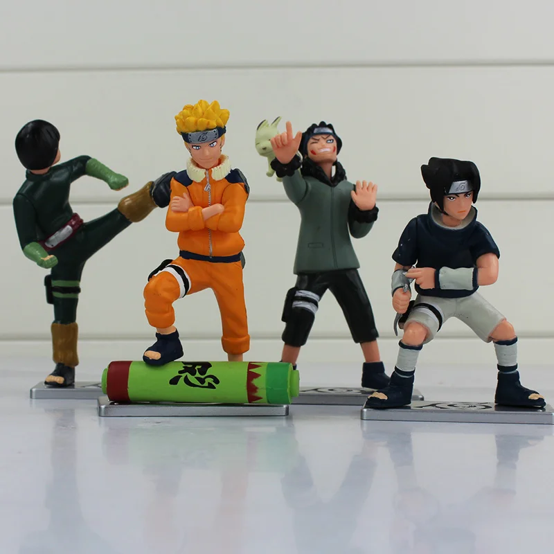 4pcs/set Anime Naruto PVC Action Figure Uchiha Sasuke Rock Lee Inuzuka