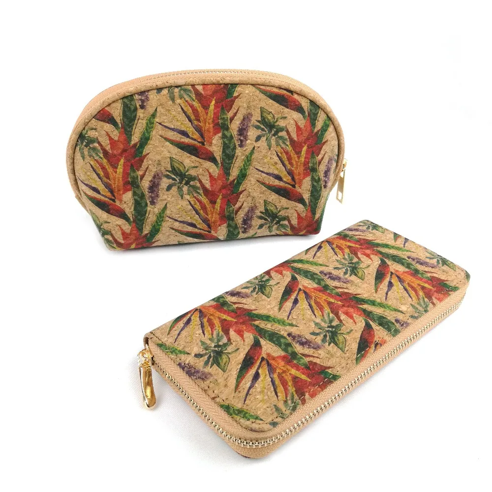 cork wallet set flower