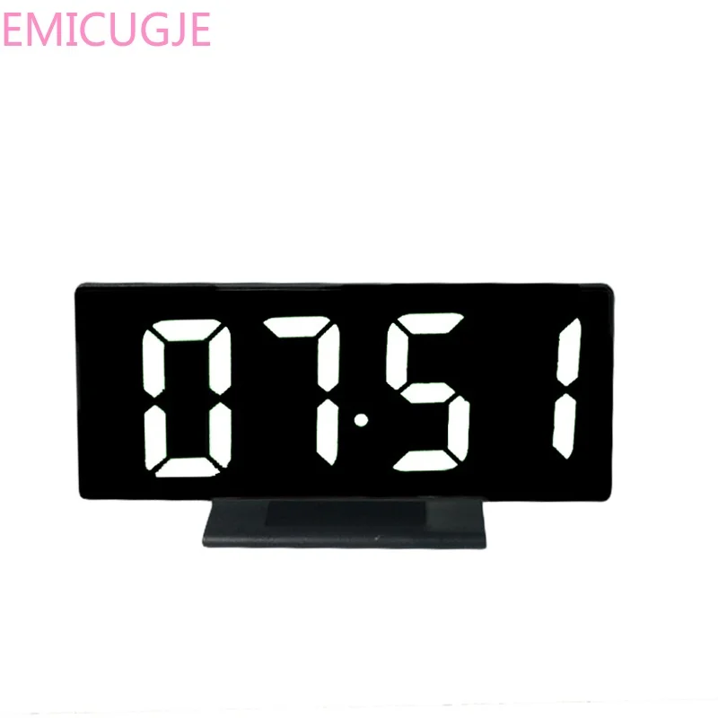 

LED Mirror Clock Multi-function Snooze Time Display Night Table Light LCD Desktop USB Cable Digital Alarm Clock