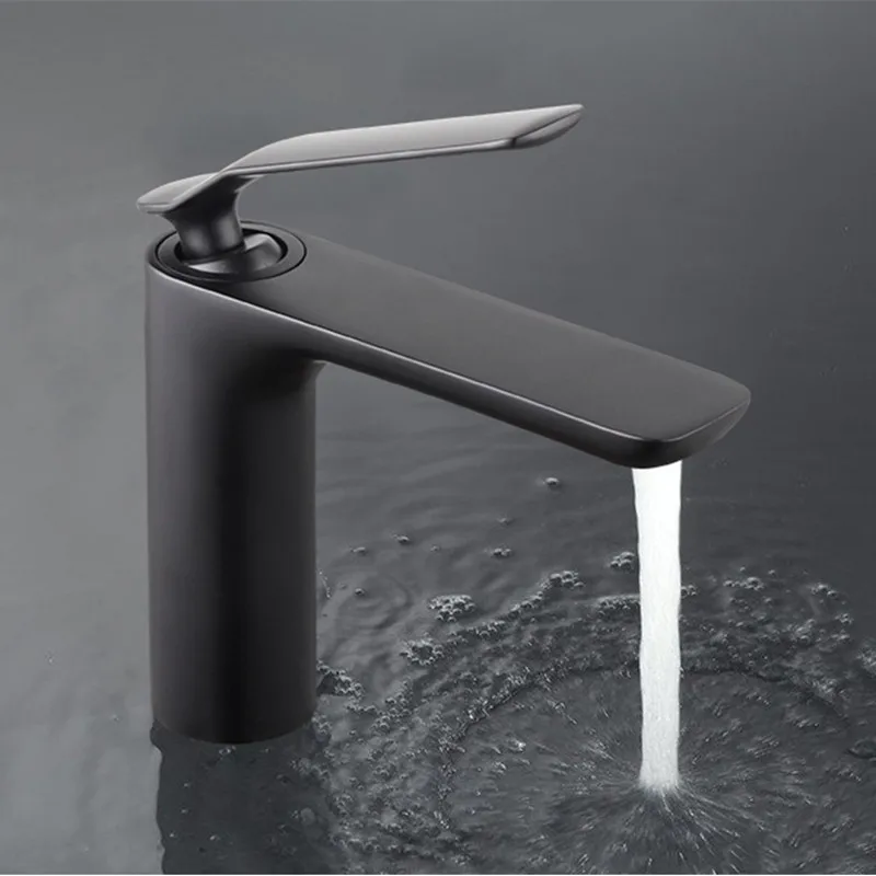 

LIUYUE Basin Faucets Brass Black Elegant Bathroom Low Basin Mixer Faucet Cold Hot Water Crane Sink Mixer Taps Torneira
