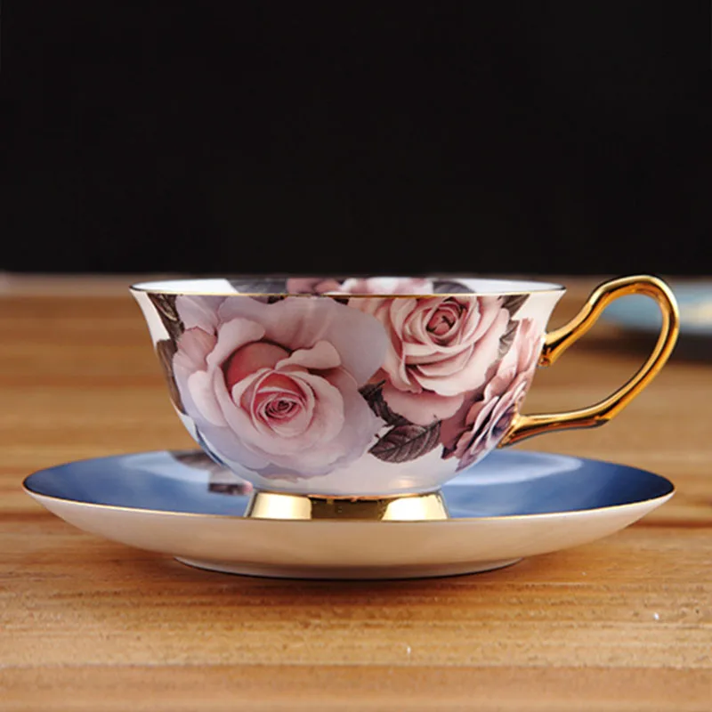 GLLead креативный цветок розы костяного фарфора кофейная чашка и блюдце в золотистой оправе цветочная керамическая чайная чашка послеобеденные чайные наборы чашек - Цвет: Style F