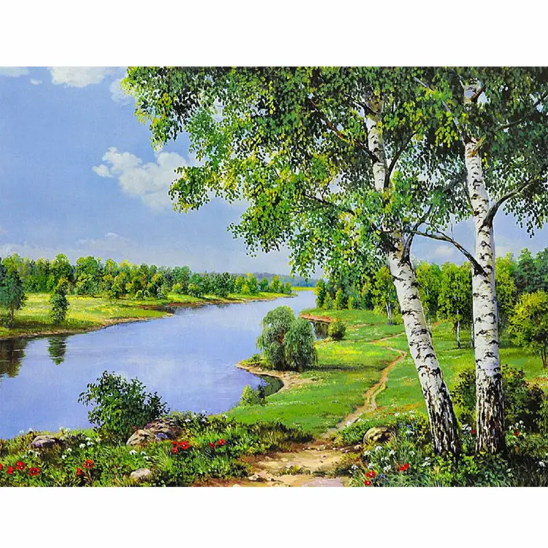 

CHUNXIA Framed DIY Painting By Numbers Landscape Acrylic Painting Modern Picture Home Decor For Living Room 40x50cm RA3119