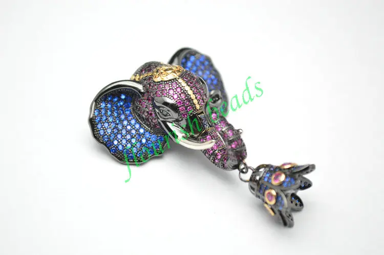 Unique Beautiful Design Paved Real CZ Beads Elephant Necklace Clasps Jewelry Findings Jewelry Findings