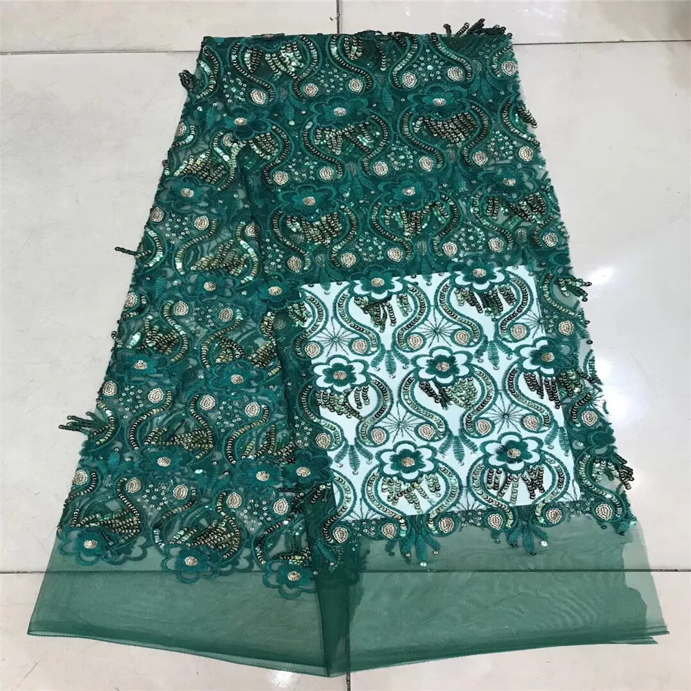 

Sequined Embroidered Mesh Tulle Lace Fabric 2018 New Design Evening Dress Net Fabrics French African Net Sequins Lace HJ177-1