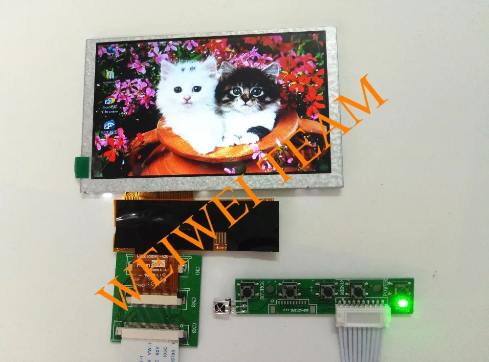  5 inch LCD panel Monitor 800 x480 HSD050IDW1 screen display HDMI + 2AV+ VGA Control drive Board for
