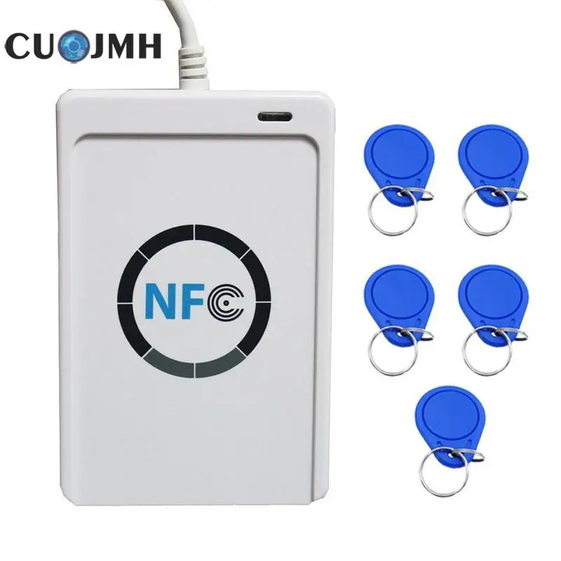 

1 Set Card Reader Original Ic-nfc+5 Button Usb Nfc Rfid Smart Card Reader Writer 424 Kbps Read Speed Access Control Card Reader