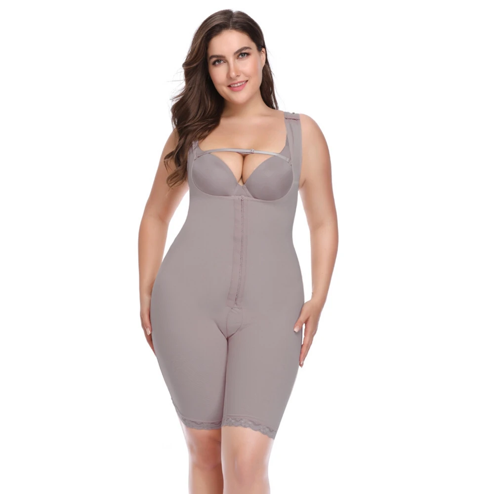 One Piece Body Shapers Women 6xl Firm Control Slimming Shapewear Plus Size Thigh Reducer Modeling Strap Waist Trainer Bodysuit - Цвет: Gray