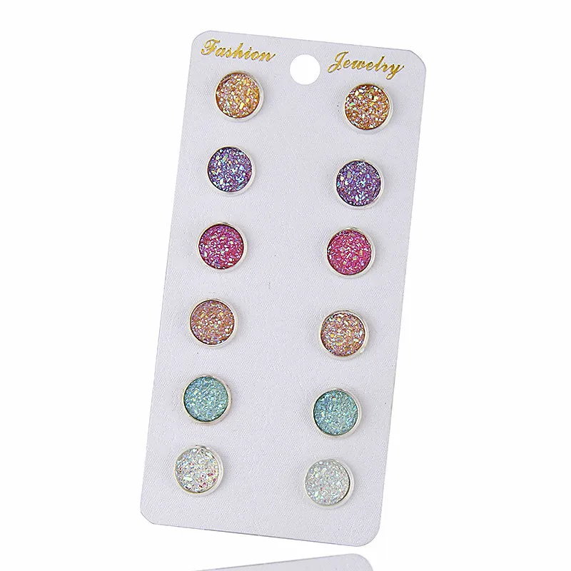 

Fashion Mixed Color Cute Round Stud Earrings For Women Girls Ear Jewelry Birthday Gift 6 Pairs Wholesale