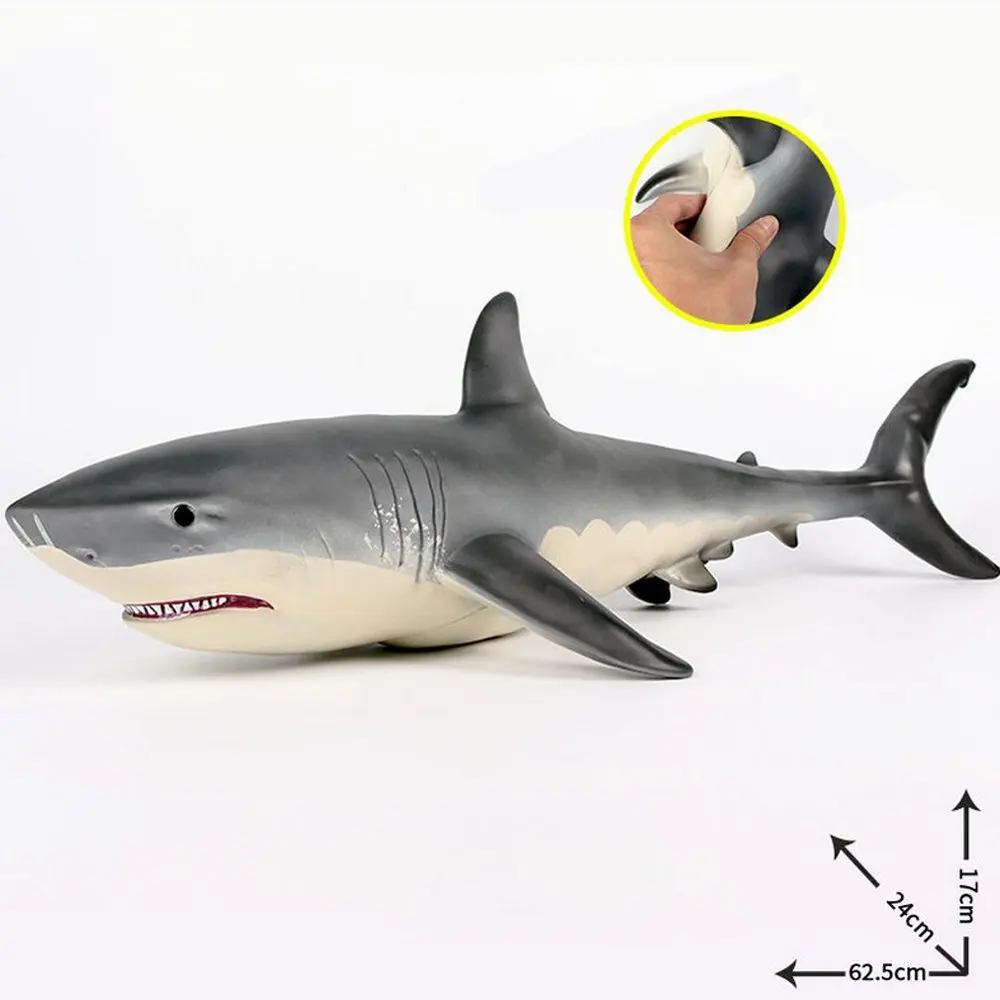 Big Megalodon Great White Shark Simulation Animal Figure Model Toy Classic Toys Xmas Gift for Children Boys Sea Animal Model
