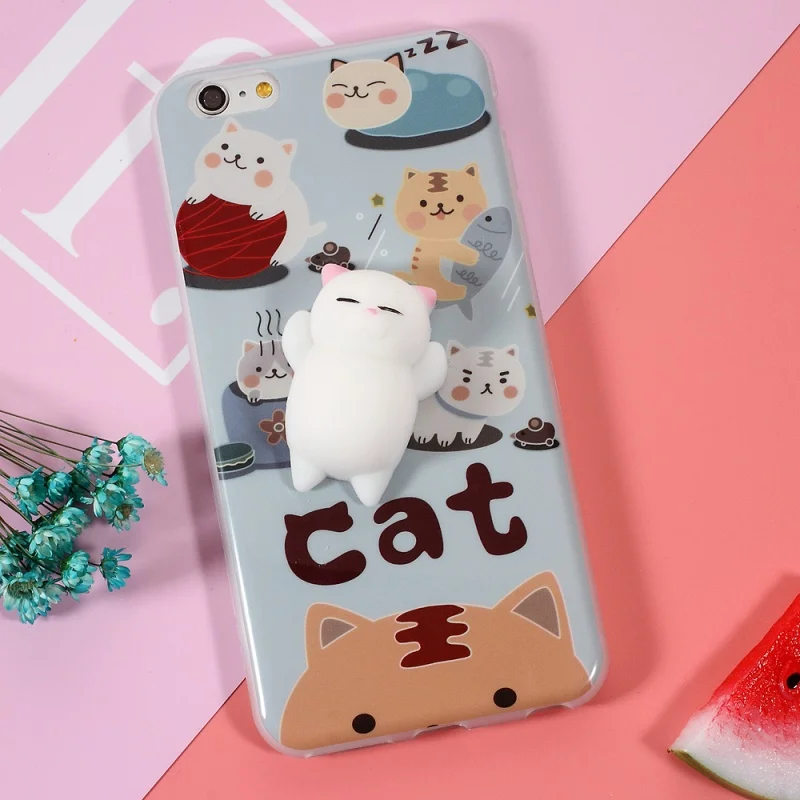 Dulcii для iPhone 6 plus Обложка Squishy Pinch 3D Мягкие силиконовые кошка мягкими ТПУ чехол В