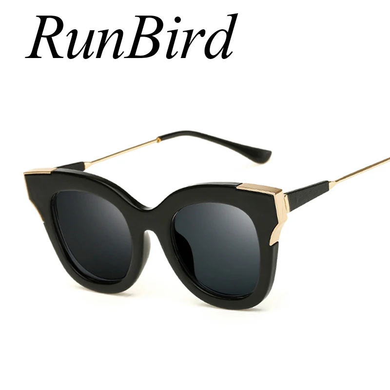 

RunBird Cat Eye Sunglasses Women Newest Fashion Designer Coating Mirrors Metal Bending Temple Sun Glasses Feminino UV400 607R