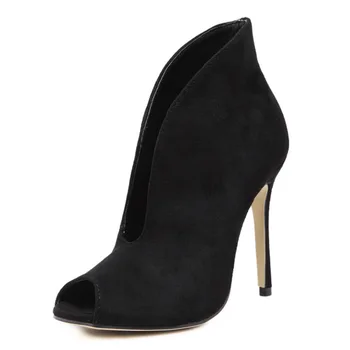 

New European Station Fashion Women'S Shoes High-Heeled Shoes V Mouth Peep Toe European American Style Hollow High Single Shoes