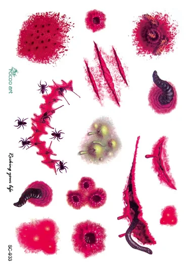 SC2933 Large Hallowmas Horrible Blood Scar Insect Worm Designs Cool Chest Body Art Temporary Tattoo Stickers Fake Tatoos Taty fake-body-tattoos : image SC2933 Large Hallowmas Horrible Blood Scar Insect Worm Designs Cool Chest Body Art Temporary Tattoo Stickers Fake Tatoos Taty fake-body-tattoos