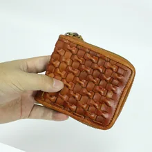 Мужские вязаные личные бумажники мужские натуральная кожа винтажный кошелек ручной работы из воловьей кожи зажим для денег высококачественный кошелек