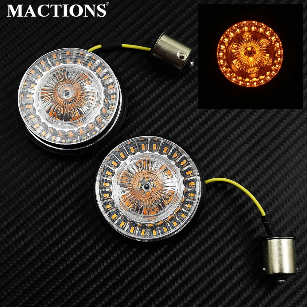 

Motorcycle 1156 Rear Turn Signal Light Indicator Amber LED Lamp 2PCS For Harley Sportster XL 883 1200 Softail Dyna Models