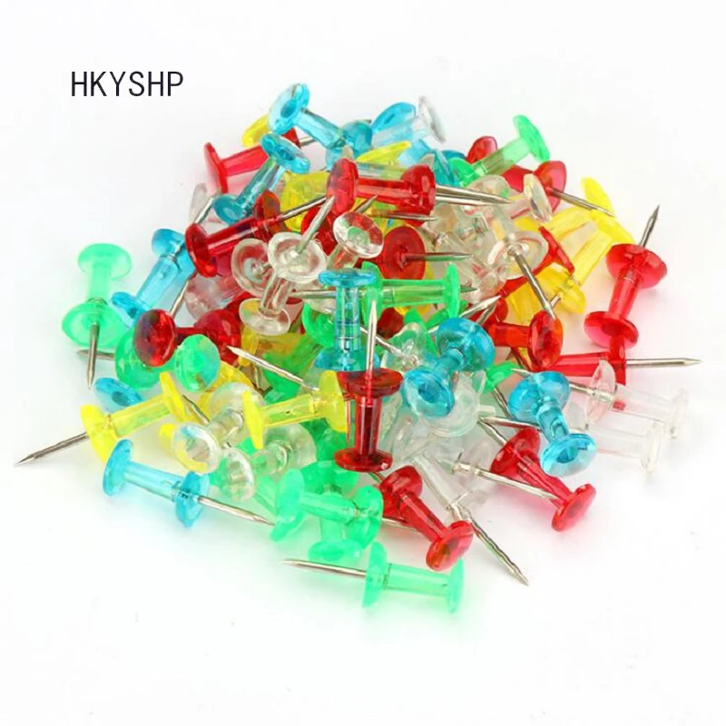 HKYSHP 70 Pcs/set Transparent Environmental Plastic Thumbtacks Colored