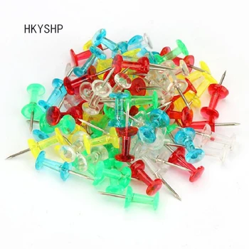 

HKYSHP 70 Pcs/set Transparent Environmental Plastic Thumbtacks Colored Push Pins Thumbtack Office School Accessories Supplies