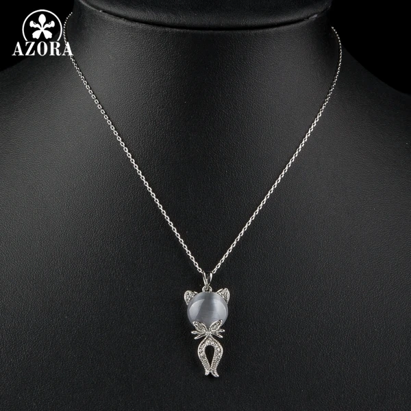 Ожерелье с подвеской из австрийского хрусталя Stellux AZORA The Gray Cat White Gold TN0103|necklace a|pendant