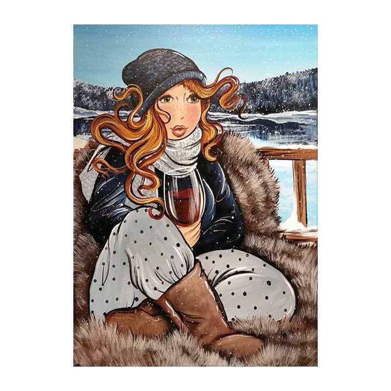 

5D Square Diamond Painting Sexy Women Cross Stitch Diamond Embroidery Fat Lady Winter Full Round Diamond Mosaic Rhinestones YN