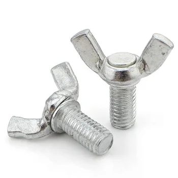 

10pcs M6 Butterfly screw Butterflys bolt Ingots Horn hand twist screws Iron plated white zinc bolt 8mm-50mm Length