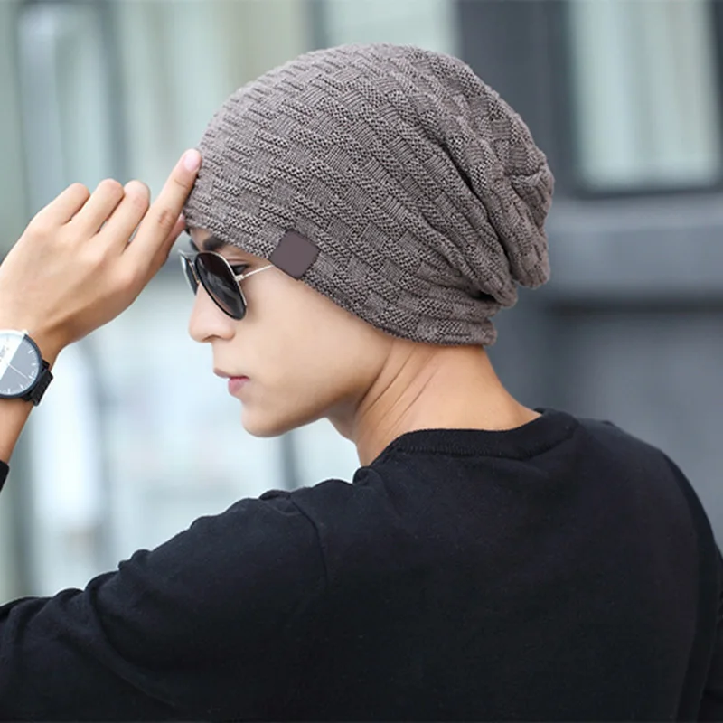 1 قطعة رجل الشتاء بيني كاب في الهواء الطلق بونيه الدافئة التزلج فضفاض قبعة لينة الحياكة القبعات FS99