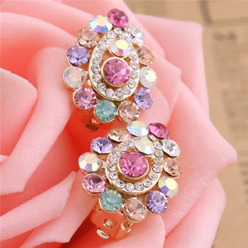 Grace Jun Multicolor Rhinestone Crystal Water Drop Shape Clip on Earrings Without Piercing for Girls Ear Clip ear clip earrings clip earrings ear clip