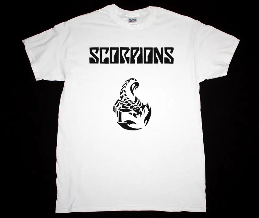  SCORPIONS LOGO HARD ROCK HEAVY METAL MICHAEL SCHENKER GROUP  WHITE T-SHIRT Fashion Print T Shirt Pl
