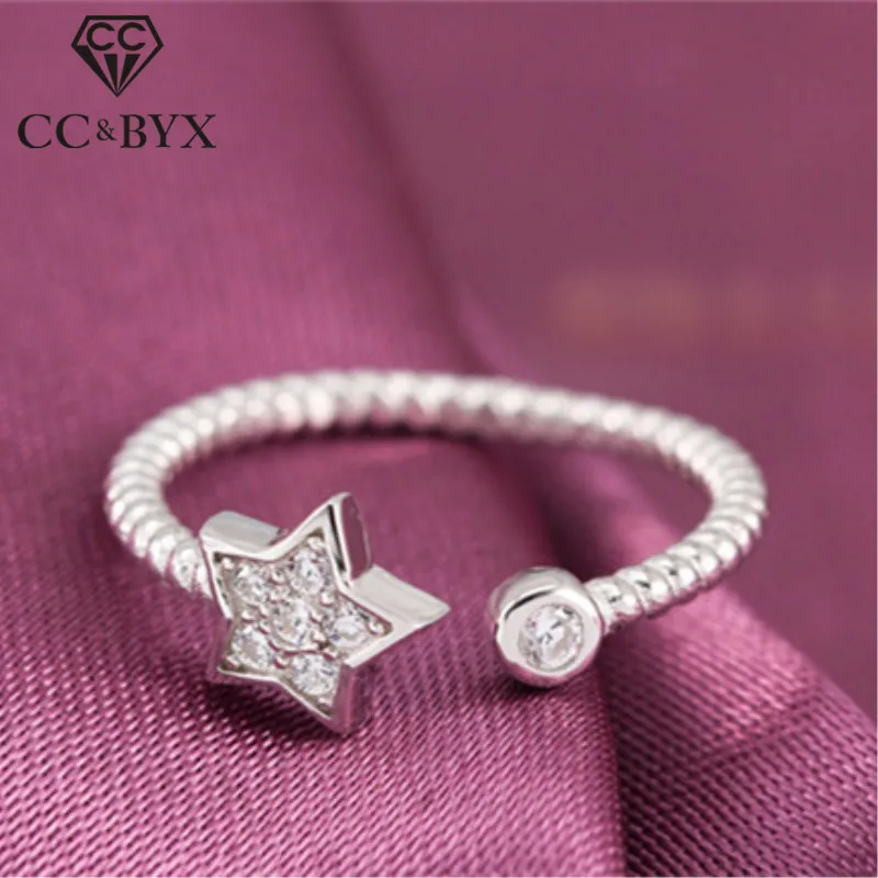 

CC Open Rings For Women Star & Round Cubic Zirconia Ring Anel Trendy Jewelry Bridal Wedding Engagement Ring Party Gift CC1474