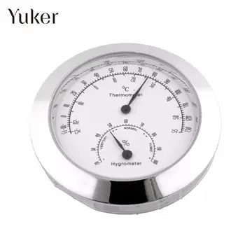 

Yuker New Alloy Silver Round Humidity Moisture Thermometer Hygrometer Case For Guitar Violin Mini Useful Portable