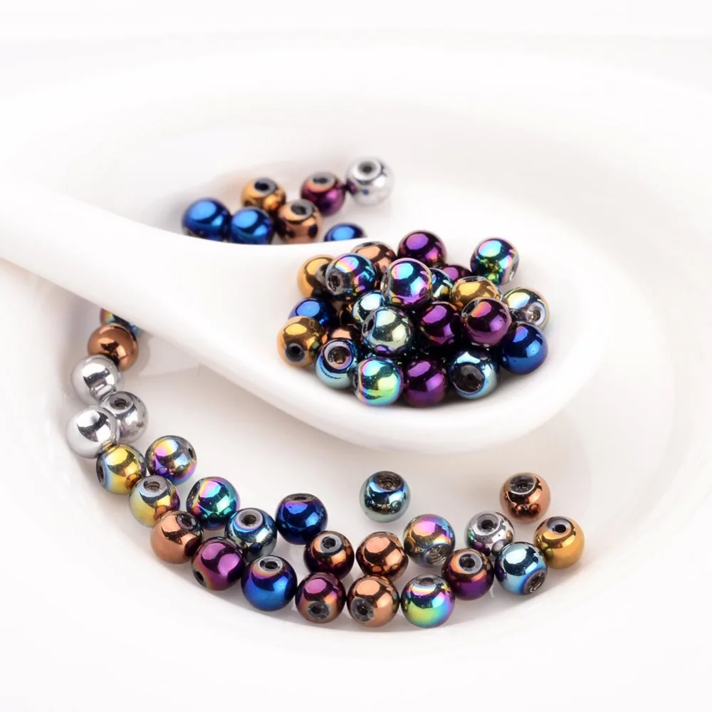 

Jewelry Beads Carnival Celebrations, Mardi Gras Beads, Electroplate Glass Round Bead Strands, Mixed Color, 4mm; Hole: 1mm