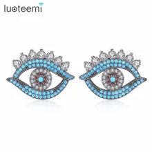 Luoteemi Популярные AAA кубического циркония синий глаз Серьги-гвоздики для Для женщин Обувь для девочек Brincos Мода Jewelry Ghristmas подарок Bijoux