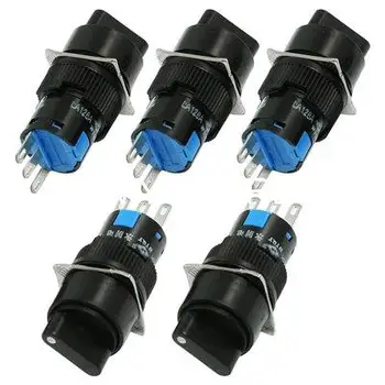 

5pcs Round 1NC 1NO SPDT Rotary Selector Push Button Switch AC 250V 5A 16mm Mounting Hole 2/3 Position 3/6 Pins LA16-11X2