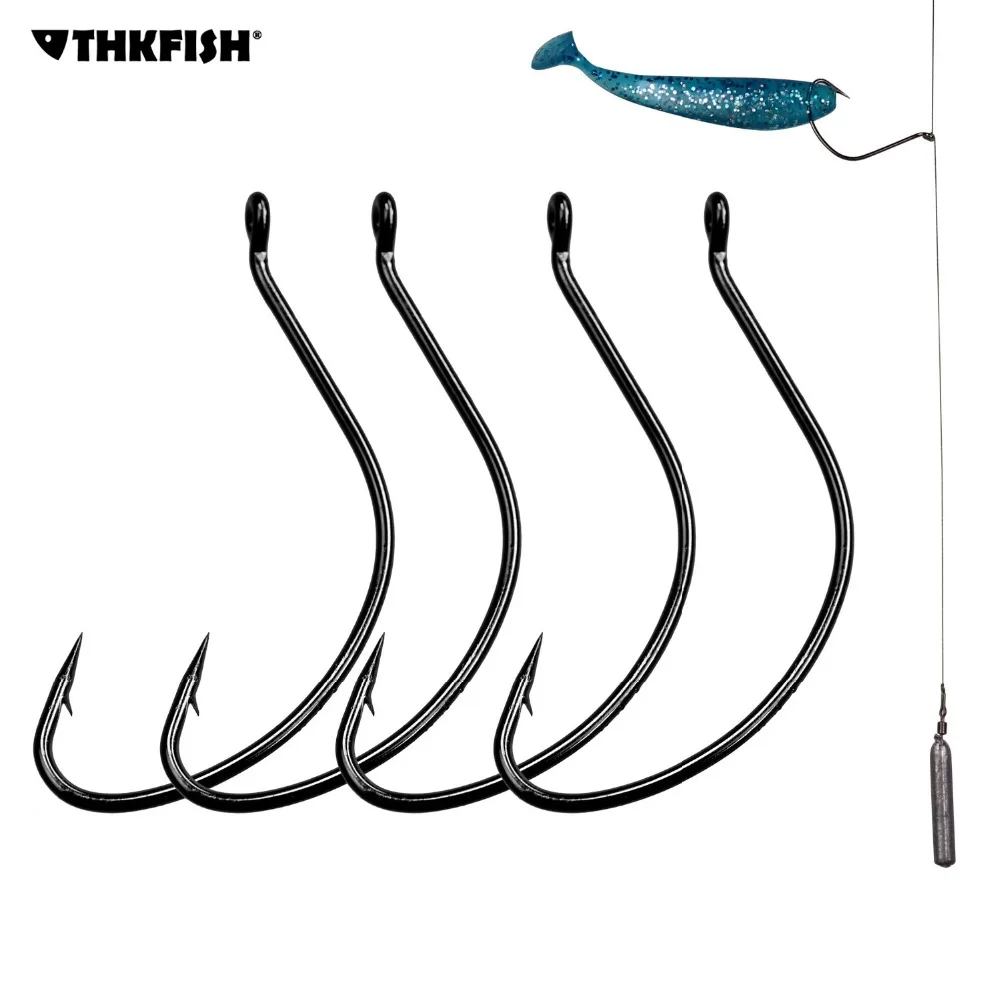50pcs Offset Hook Fishing Hooks 6 4 2 1 1/0 2/0 3/0 Wacky Rig