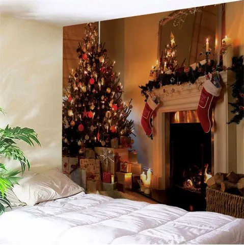 5d Papel Mural Christmas Festival Firplace Silk wallpaper for Living Room Background 3d photo wall paper Murals | Обустройство дома