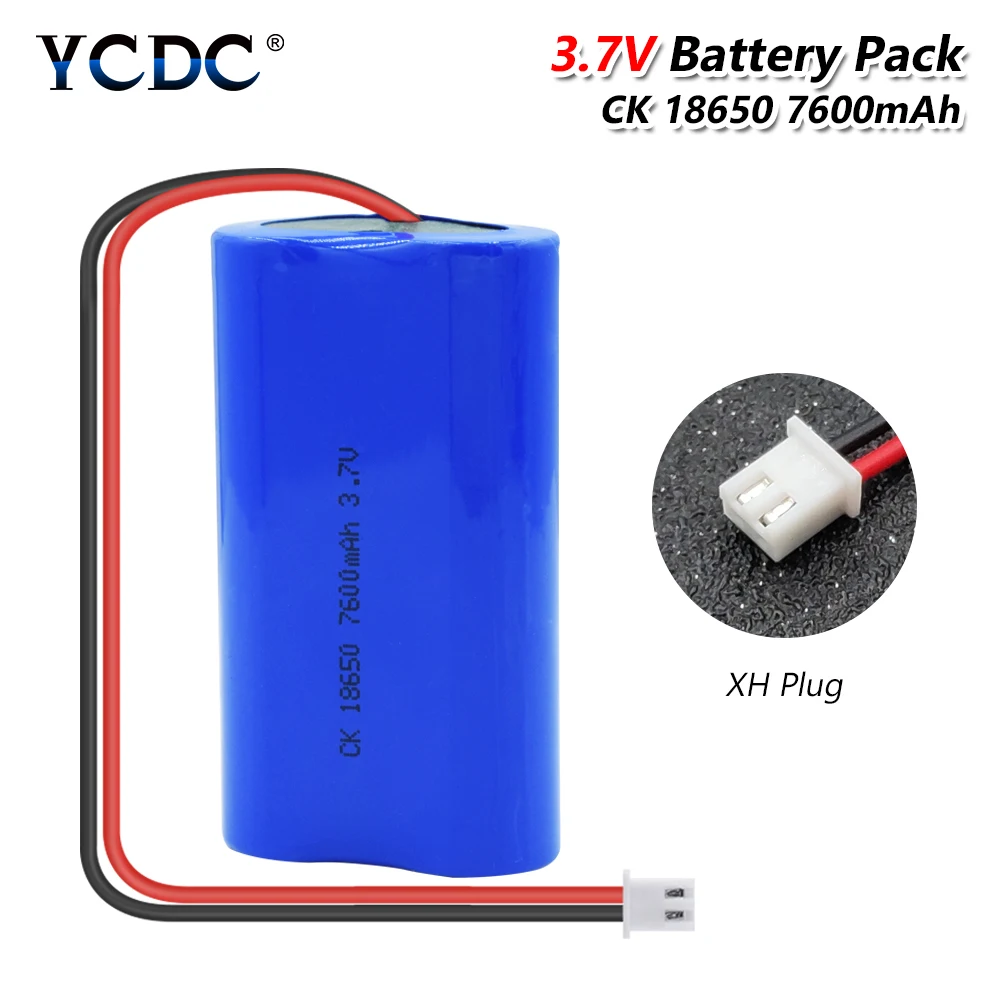 YCDC 7600mAh 18650 3,7 V литий-ионные литиевые батареи DIY Аккумуляторный громкоговоритель аккумуляторные батареи для фонарика фонарь XH 2,5 штекер